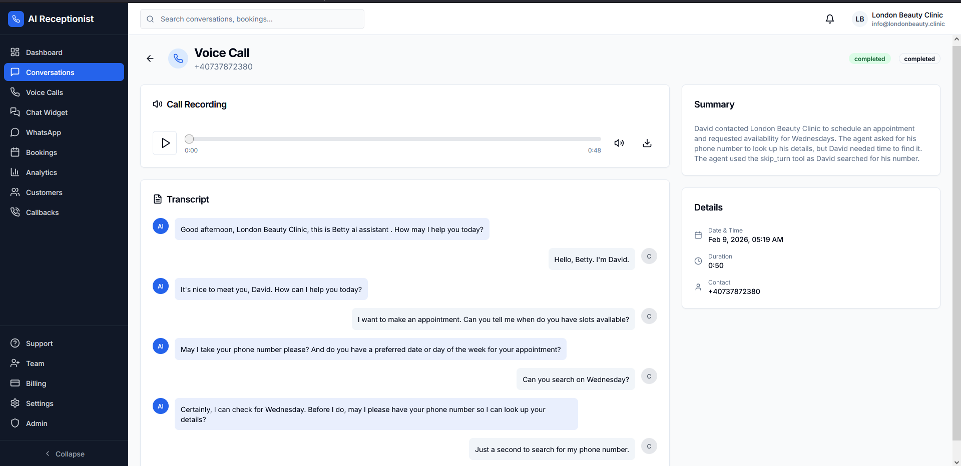 Trascrizione chiamate vocali